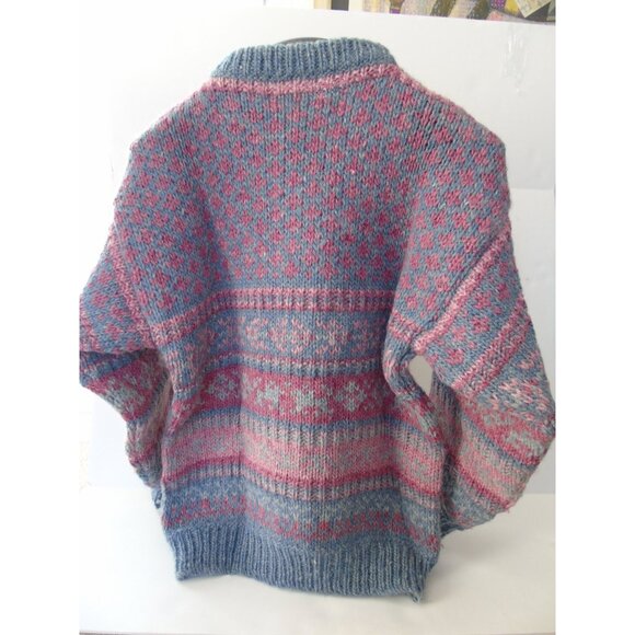Vintage Womens 1980's Nikolai Knits Sweater Made in Denmark Pink Blue Medium - Picture 4 of 8
